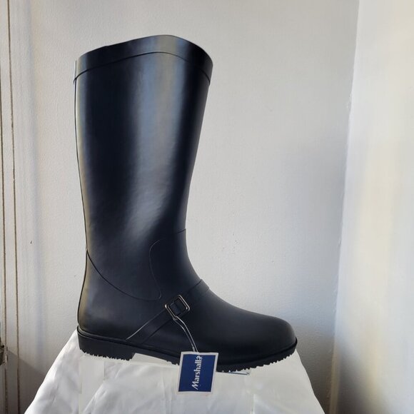 NWT - Capelli of New York Tall Black Matte Rubber Rain Boots (Size 10) - Picture 4 of 14